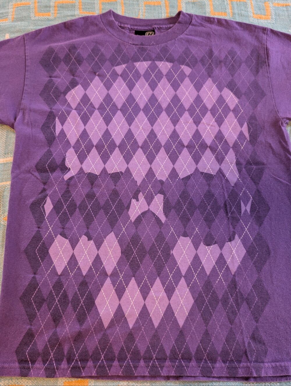 Purple Argyle Skull T-Shirt Hybrid Y2K Brand